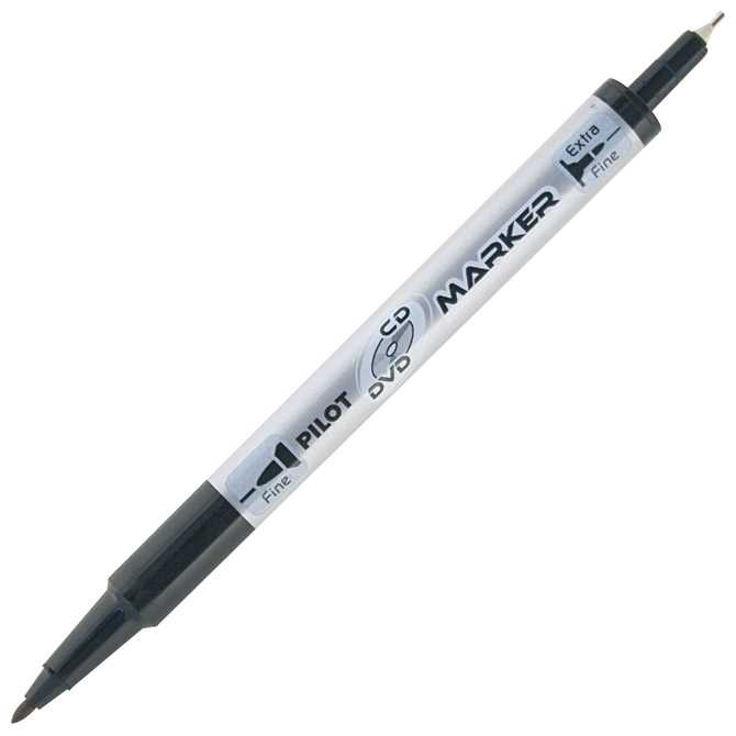 Pilot Marker TWIN CD-DVD, črn SCA-TMCD-B 12 KOS