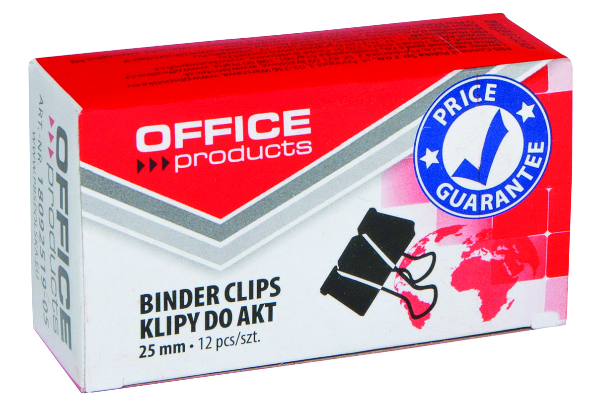 Sponka za spise kovinska 25mm Office product 12/1 črna