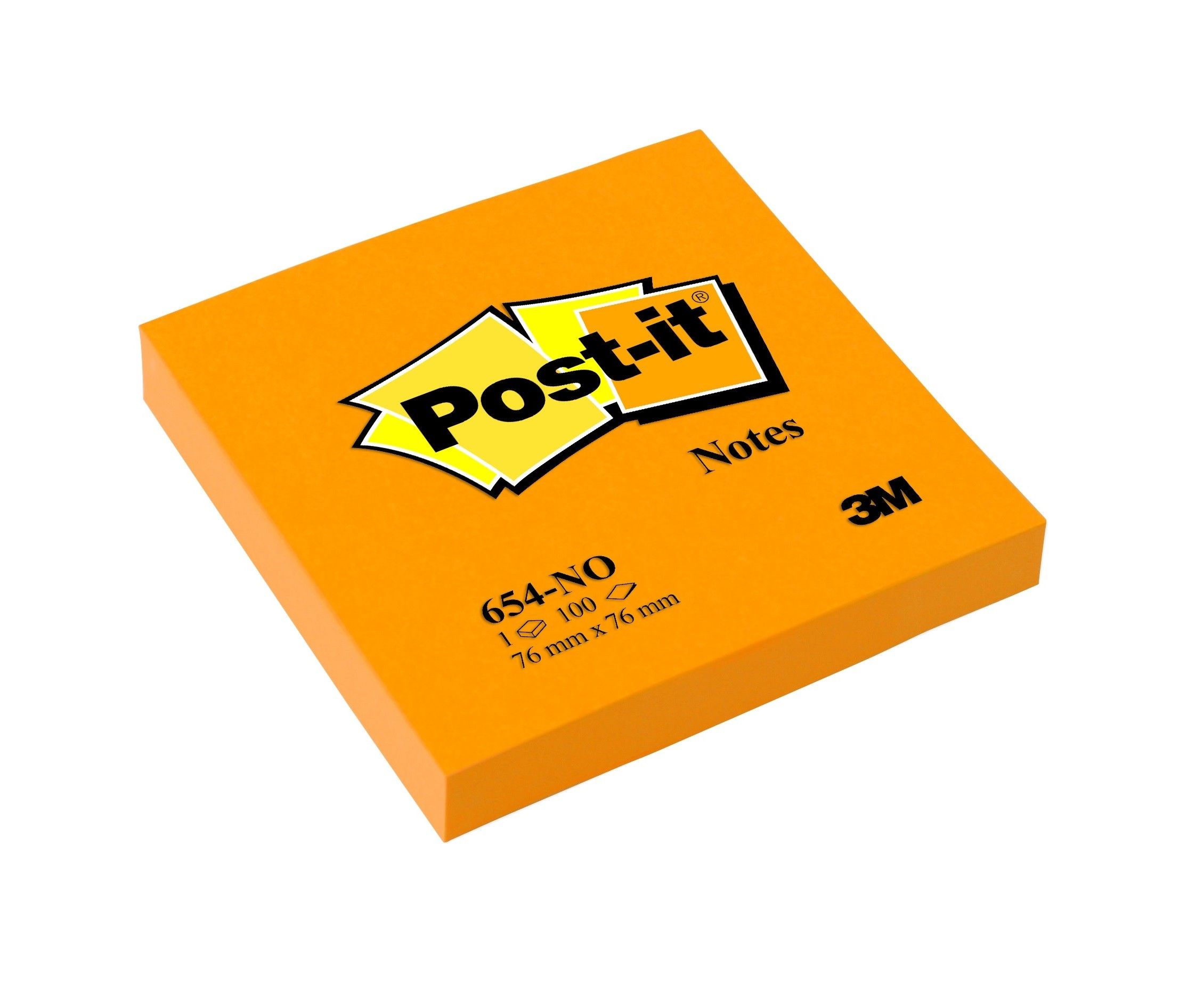 Lističi samolepilni 76x76mm 100 listov Post-it 3M 654NG neon orange