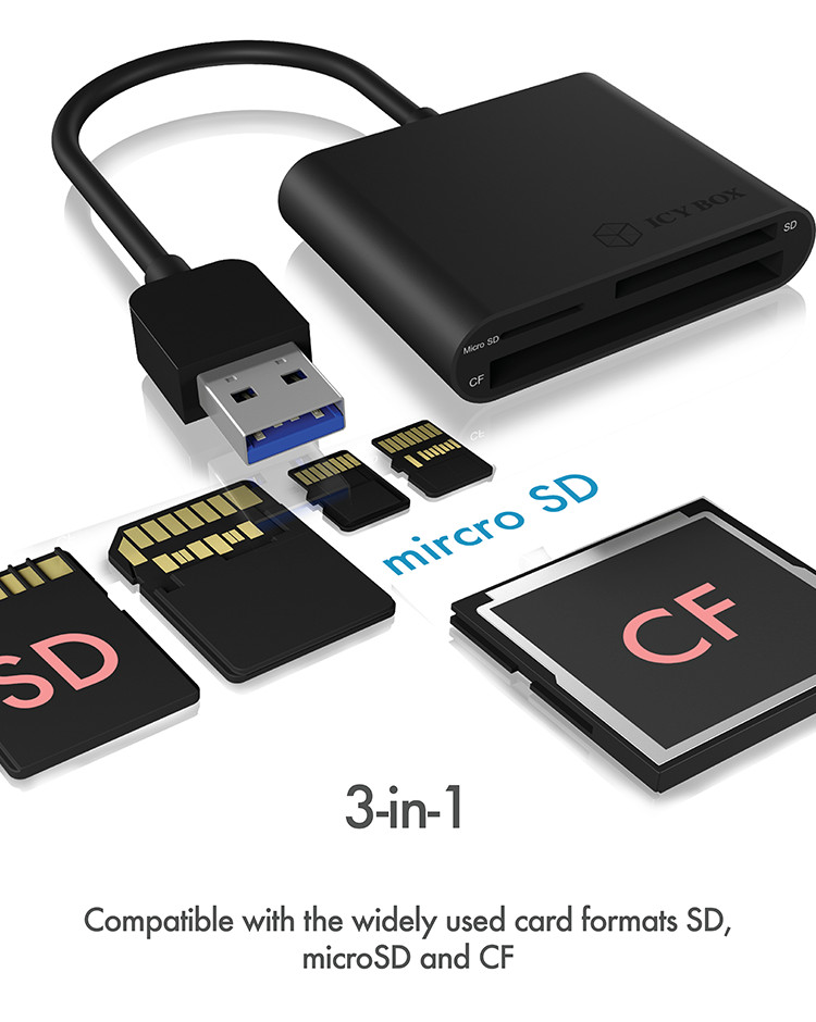 Card reader ICY BOX  IB-CR301-U3 za microSD/SD/CF - USB 3.0