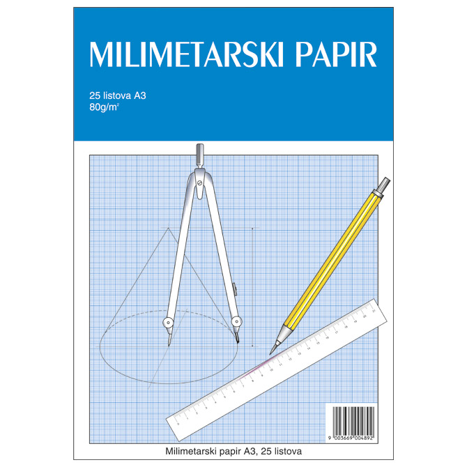 Blok milimetrski A3 25 listov
