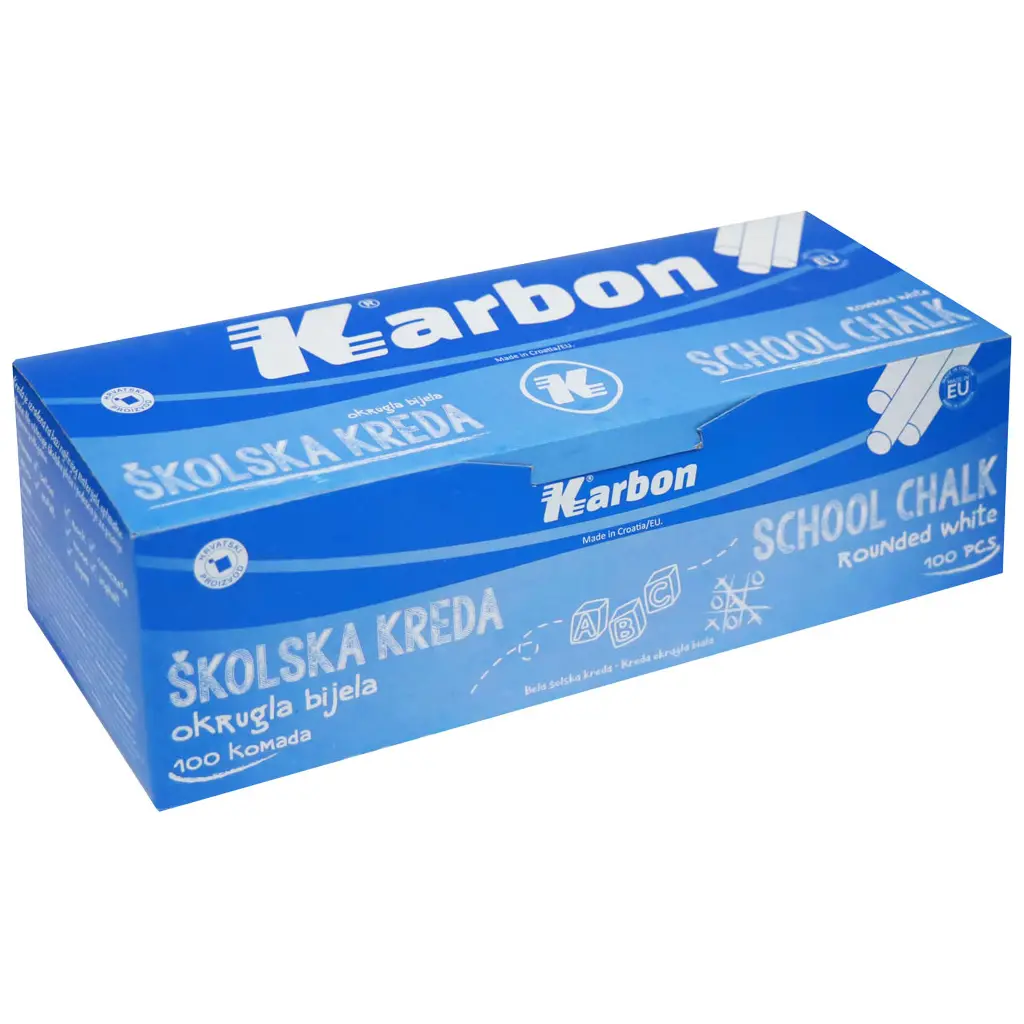 Kreda šolska okrogla Karbon 100/1 bela-2