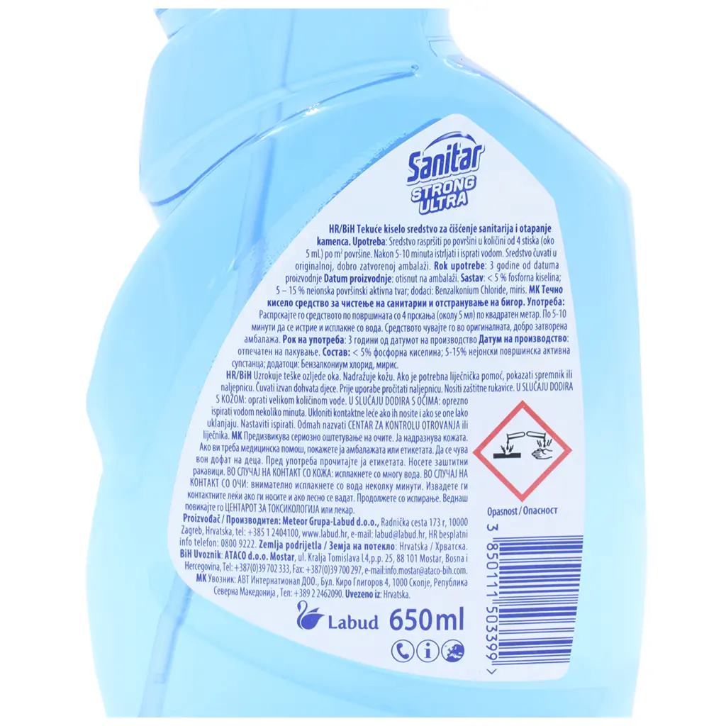 Sredstvo za čiščenje kopalnice univerzalno Sanitar Strong ultra 650ml-1
