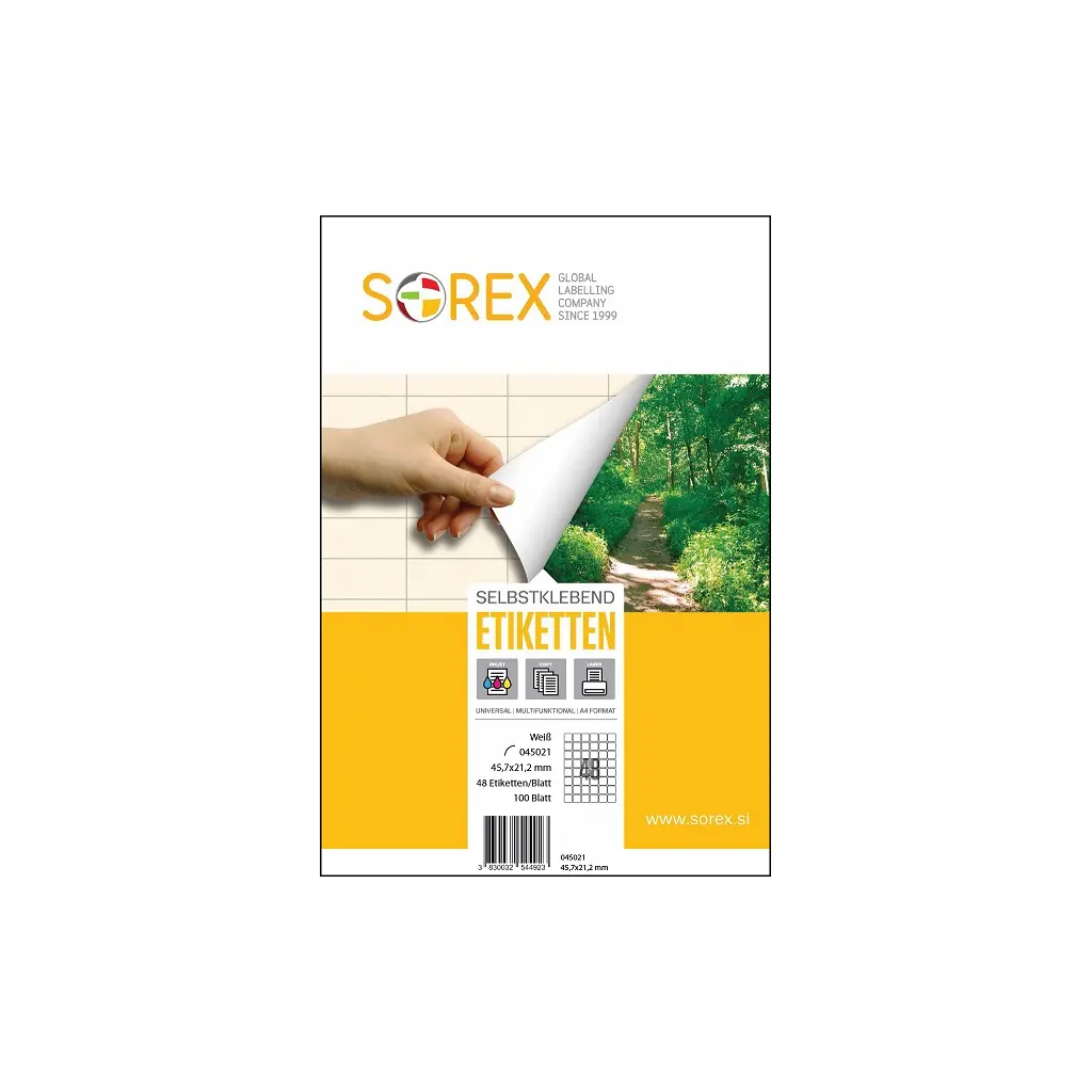 Etiketa laser/inkjet/copy  45,7x21,2 Sorex 100/1-1