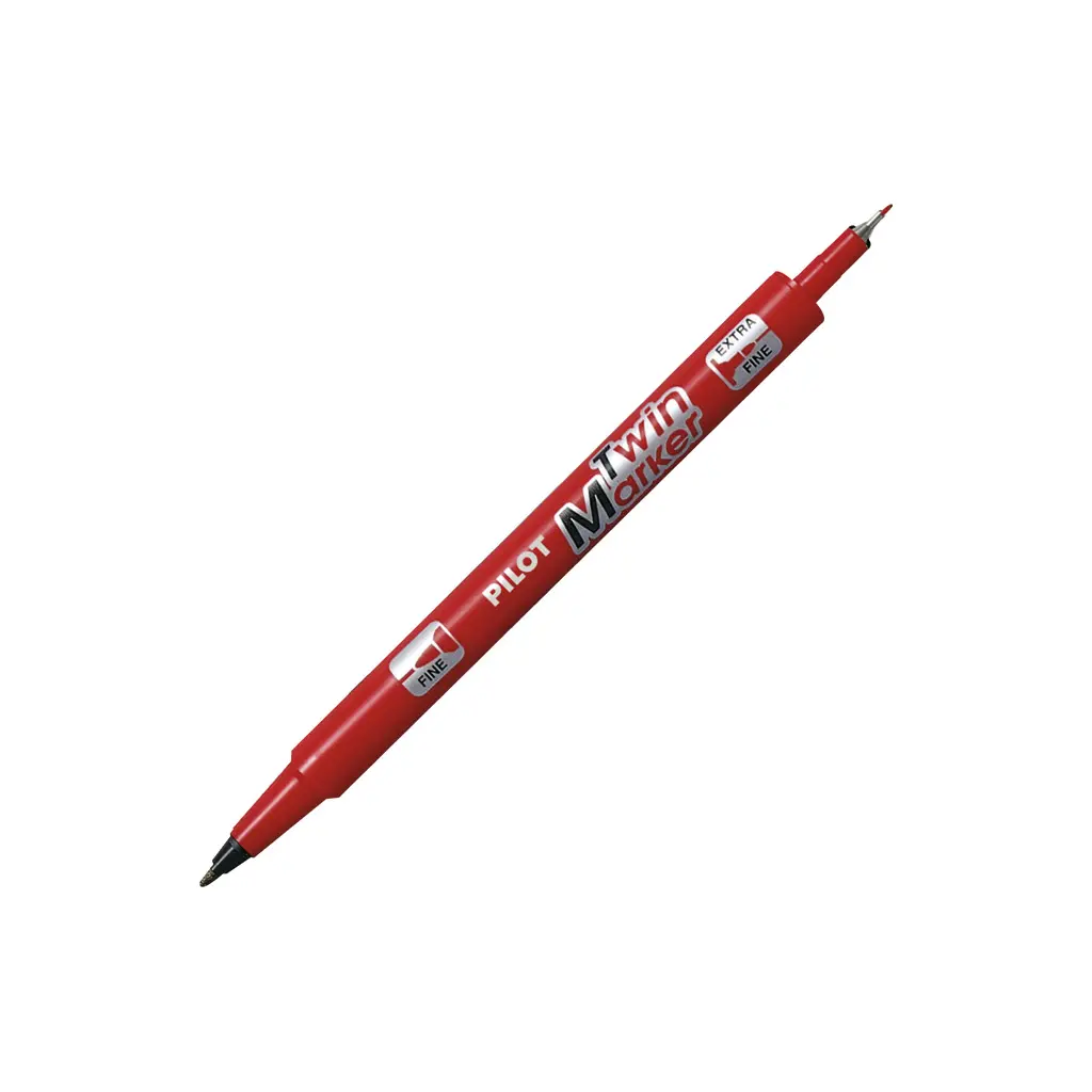 Marker permanentni dvostranski Pilot SCA-TM-BG Twin Begreen 0,4-0,5mm rdeč-0