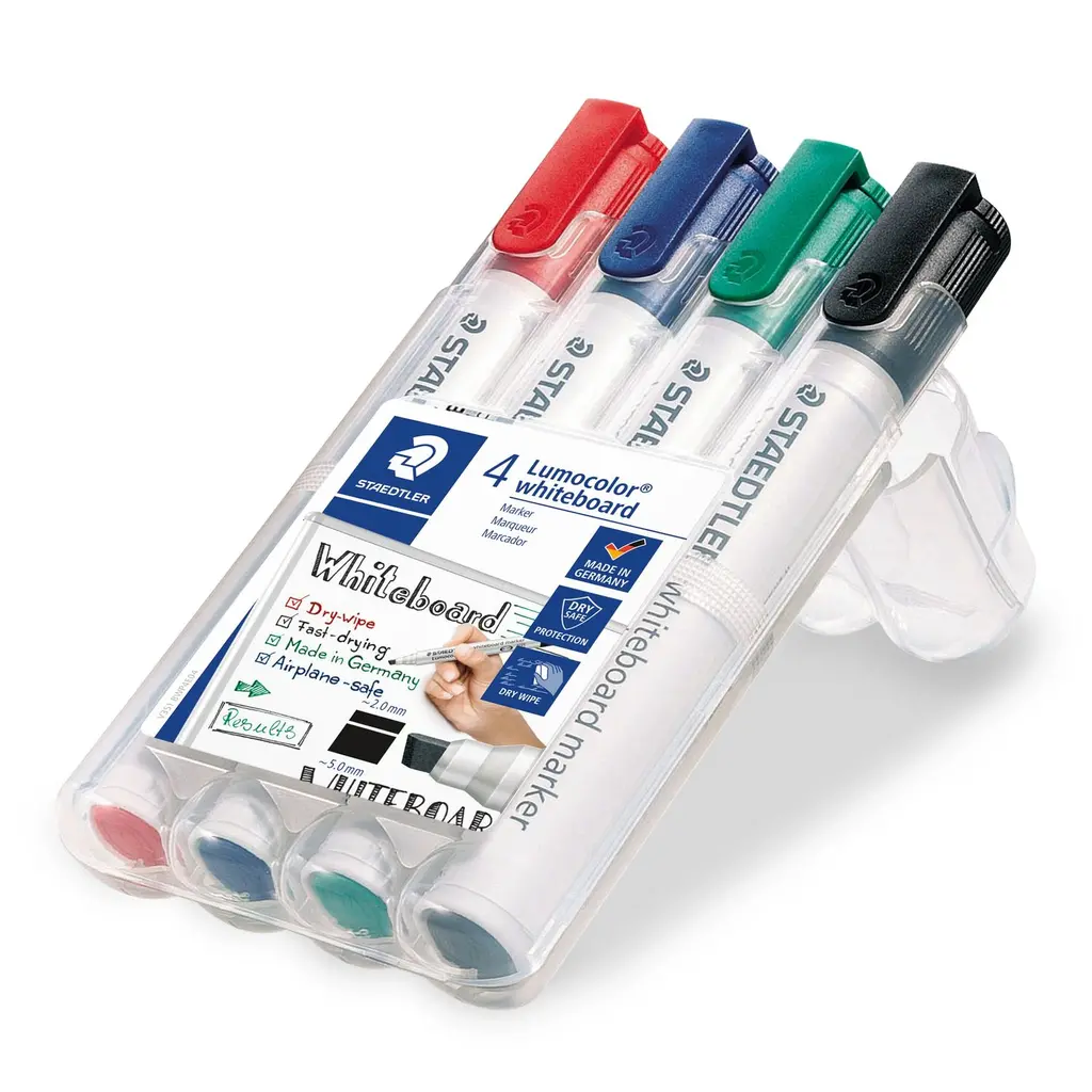 Marker za belo tablo 2-5mm Staedtler Lumocolor 351B WP4 - prirezana konica 4/1-0