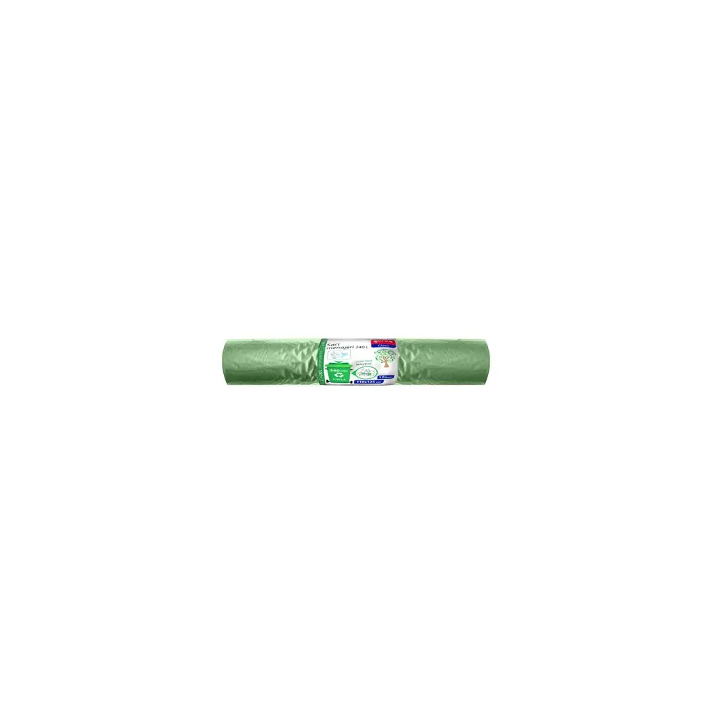 Vrečke za smeti 240L 110x125cm 10/1 LDPE Zorex zelene za steklo-1