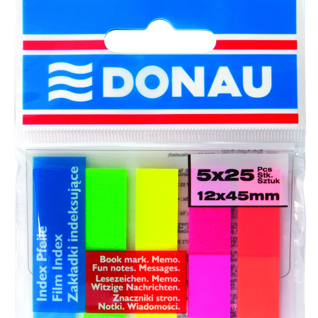 Zastavica 45x12mm 5x25 listov film polprozoren Donau 5 barv-0