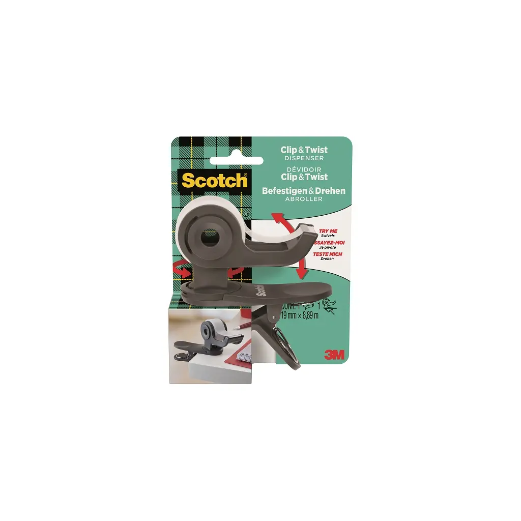 Stojalo za selotejp Clip&Twist Dispenser 19/33 Scotch C-19 temno siv-2
