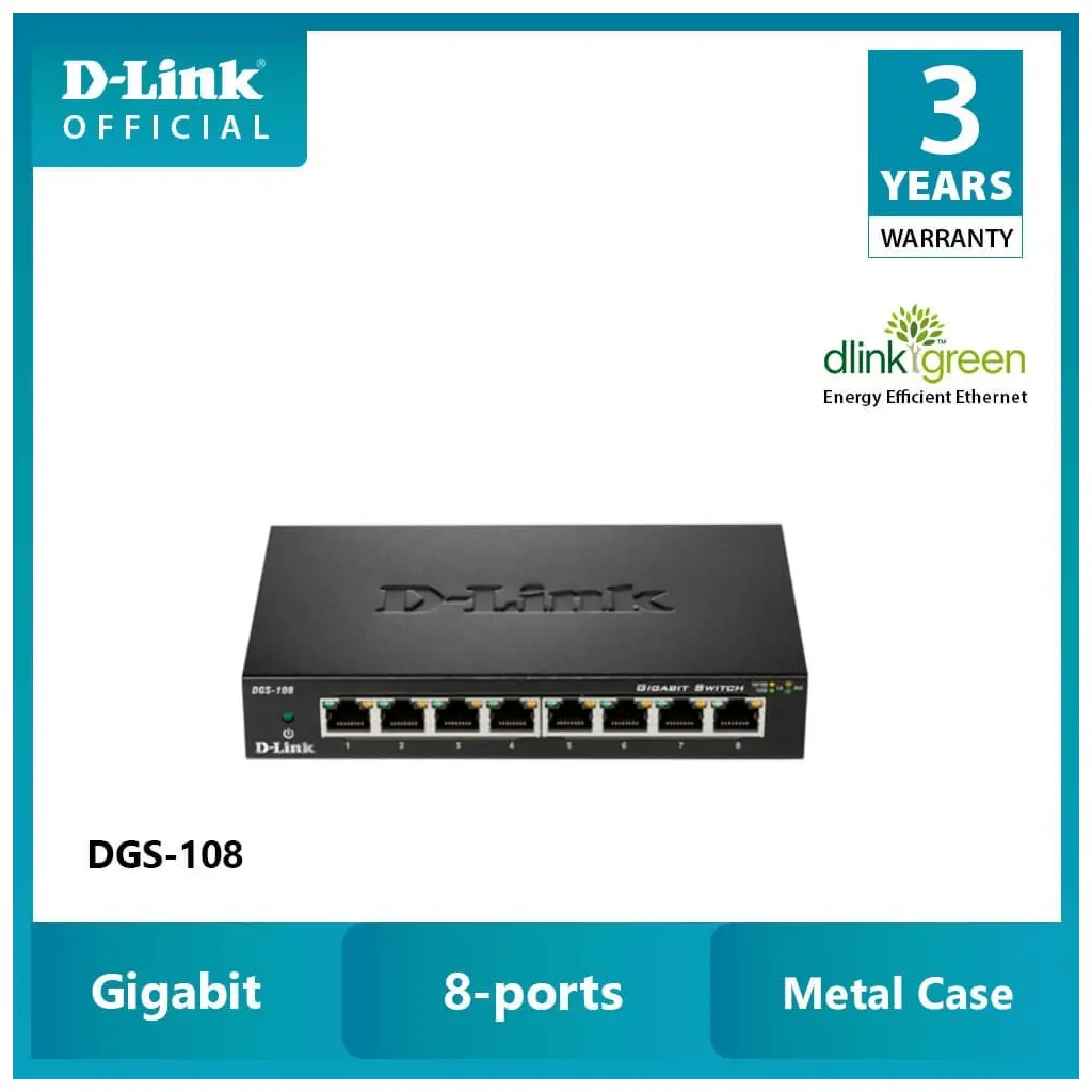 Omrežno stikalo 10/100/1000Mbps  8 portni D-LINK DGS-108/E metal case-2