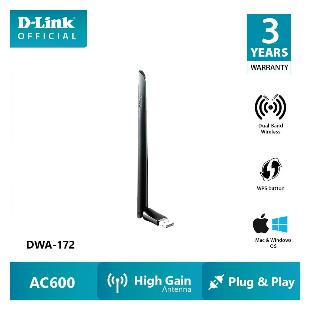 Mrežna kartica wireless 802.11b/g/n/ac D-LINK DWA-172 - 600Mbps-2