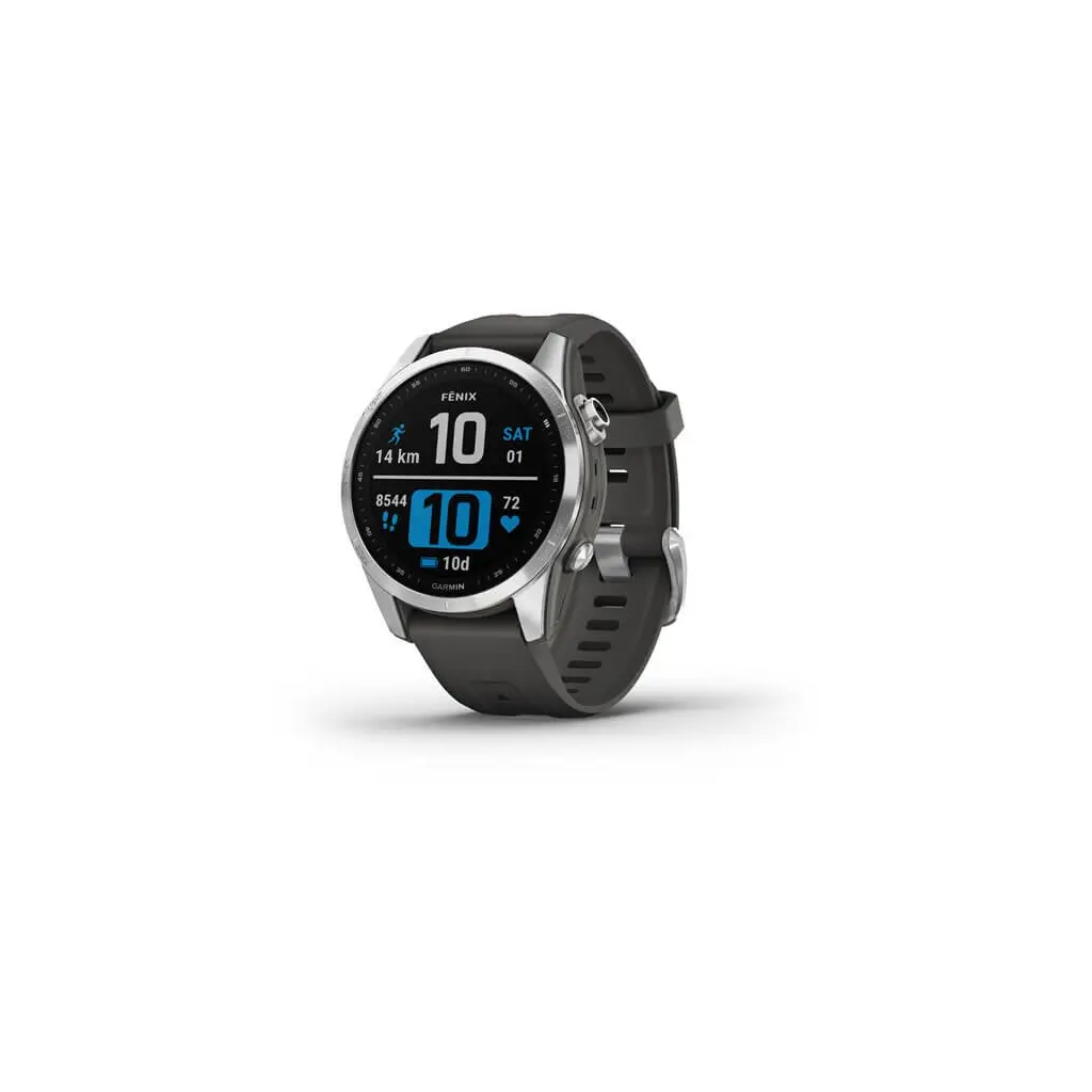 Pametna ura GARMIN Fenix 7S Srebrna z grafitno sivim pasom-0