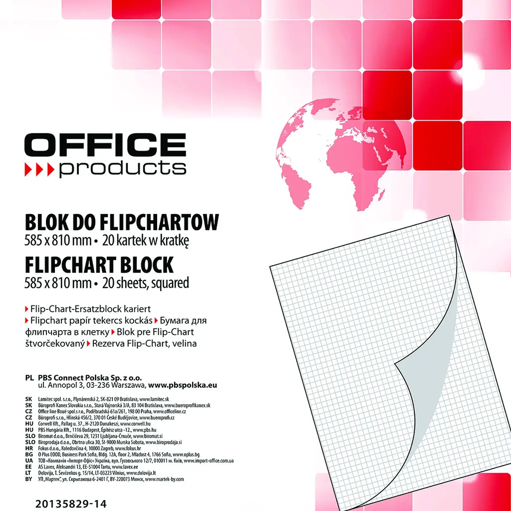Blok za Flipchart  58,5x81cm 20l bel, karo 1/1-0