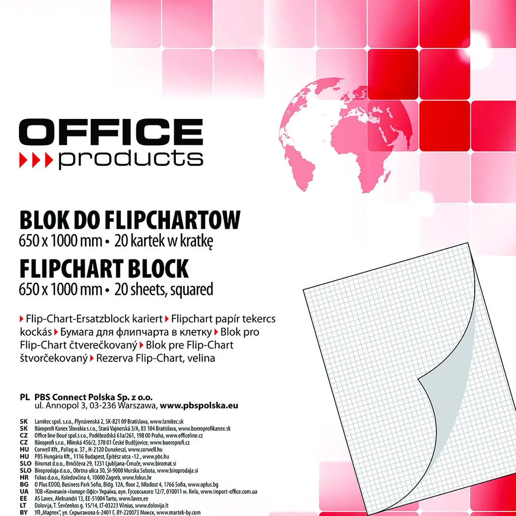 Blok za Flipchart  65x100cm 20l bel, karo 1/1-0