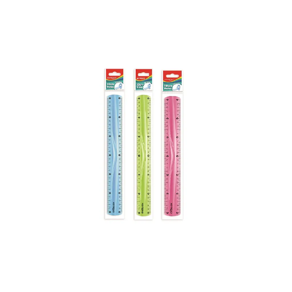 Ravnilo PVC 30cm fleksibilno Keyroad mix 3 barve-2