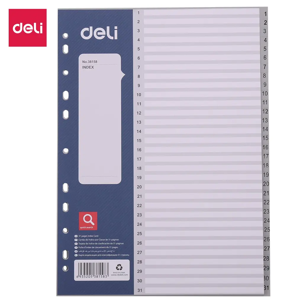 Pregrada PVC A4 številke 1-31 31 listov Deli E38158 siv-0