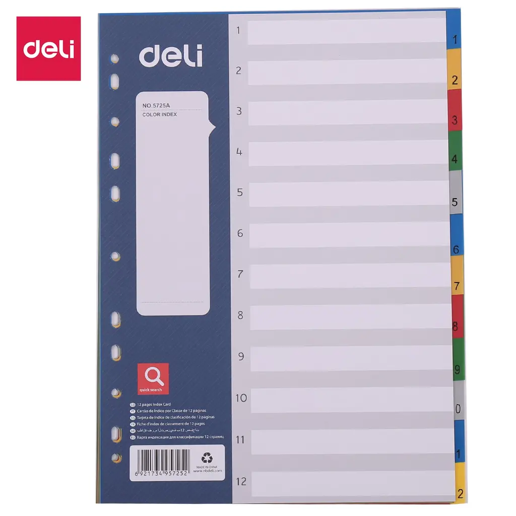 Pregrada PVC A4 številke 1-12 12 listov Deli E5725A-0