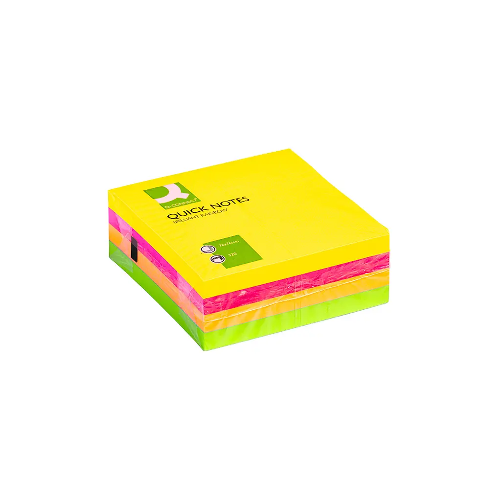 Lističi samolepilni 76x76mm 320 listov Q-Connect Brilliant mix KF01348-0