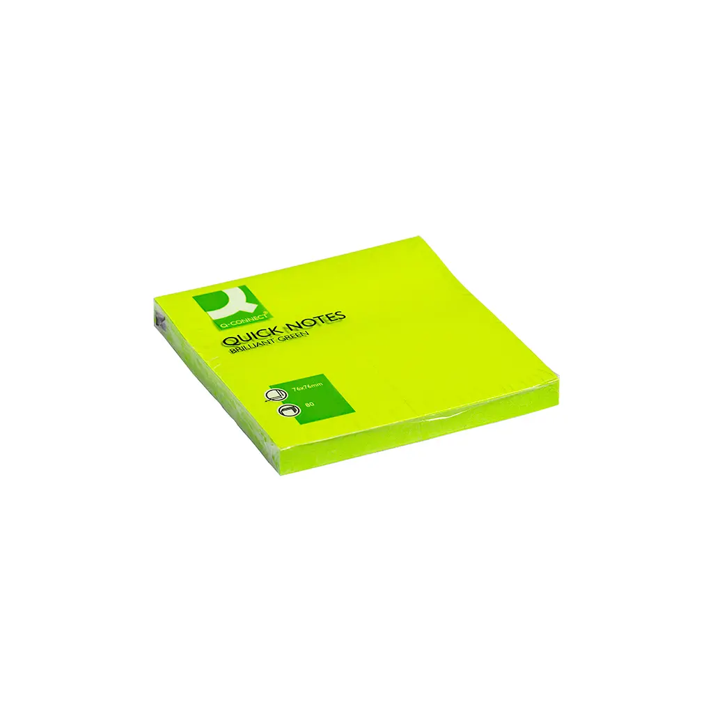 Lističi samolepilni 76x76mm 75 listov Q-Connect Brilliant green KF10515-0