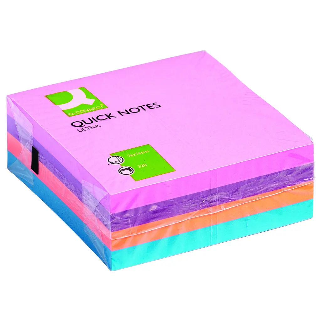 Lističi samolepilni 76x76mm 320 listov Q-Connect KF02514 mešani intenzivni-0