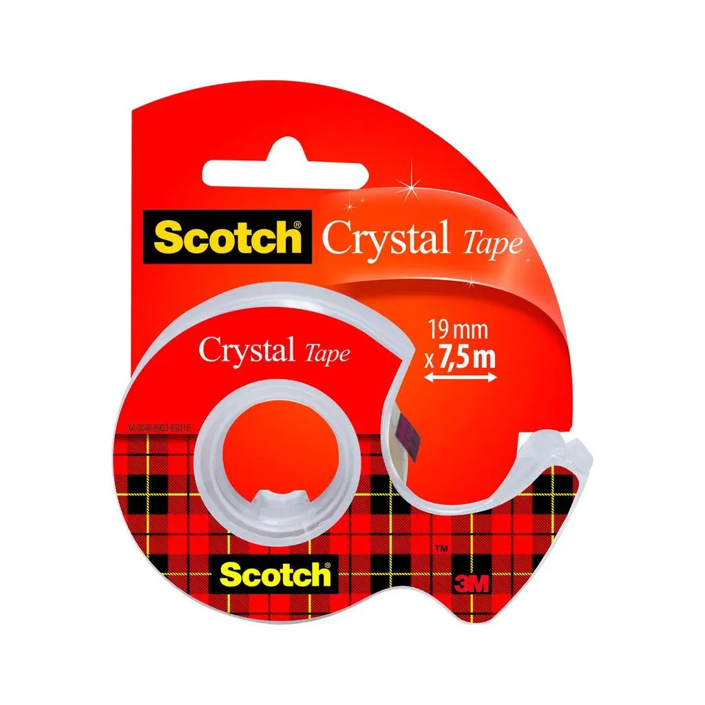 Lepilni trak pisarniški 19/7,5 nevidni Scotch 3M Crystal na stojalu-1