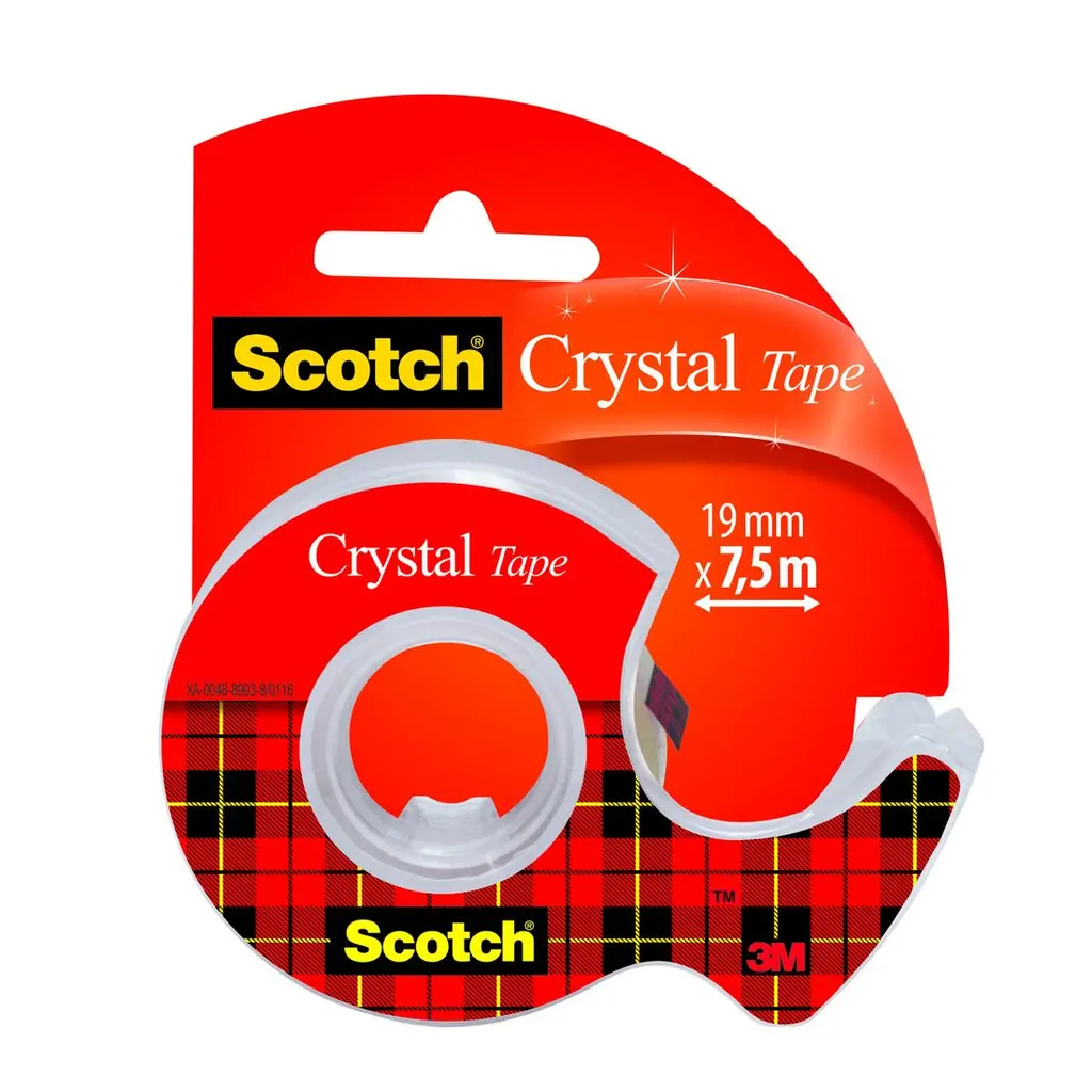 Lepilni trak pisarniški 19/7,5 nevidni Scotch 3M Crystal na stojalu-0