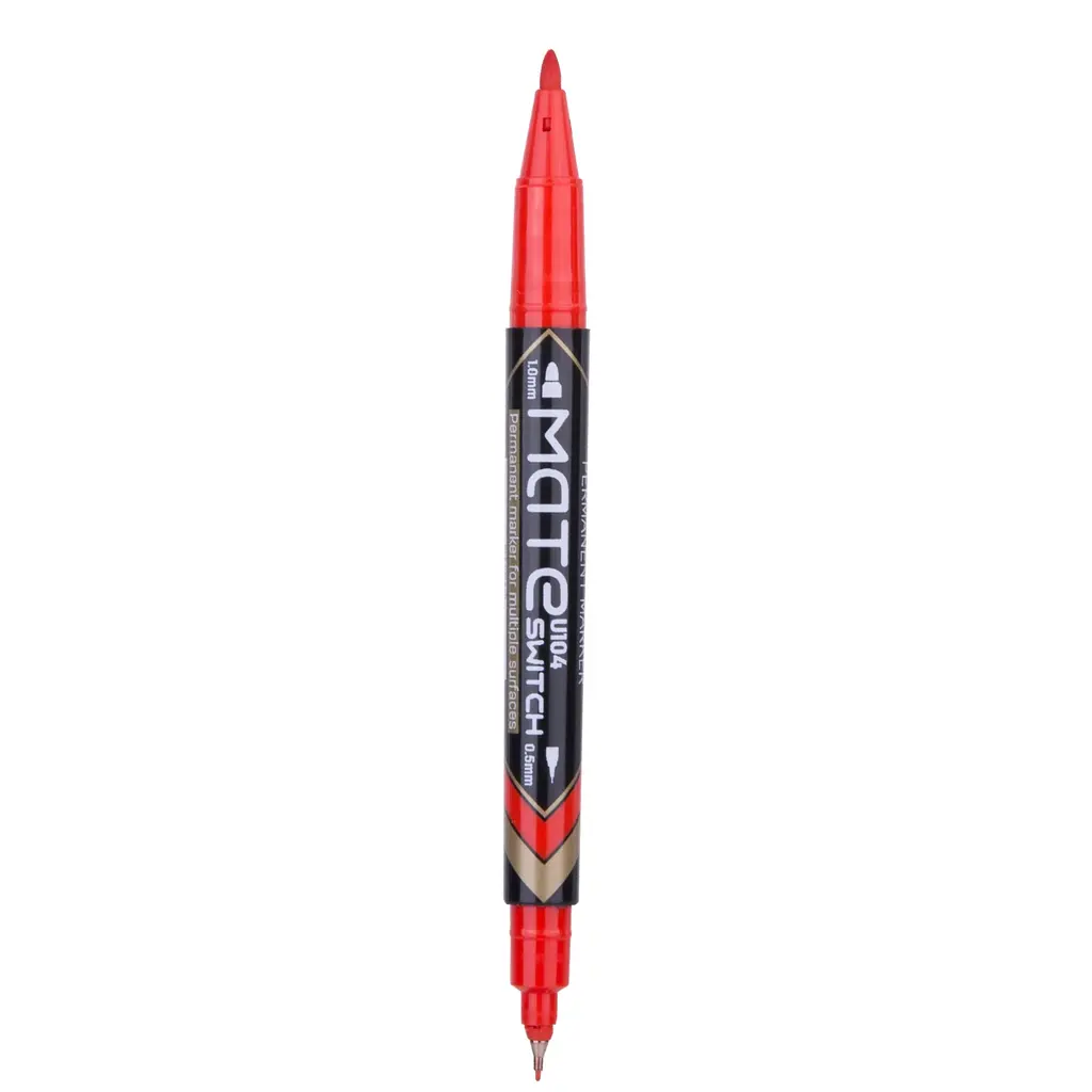 Marker permanentni dvostranski 0,5/1,0mm Deli EU10440 rdeč-1