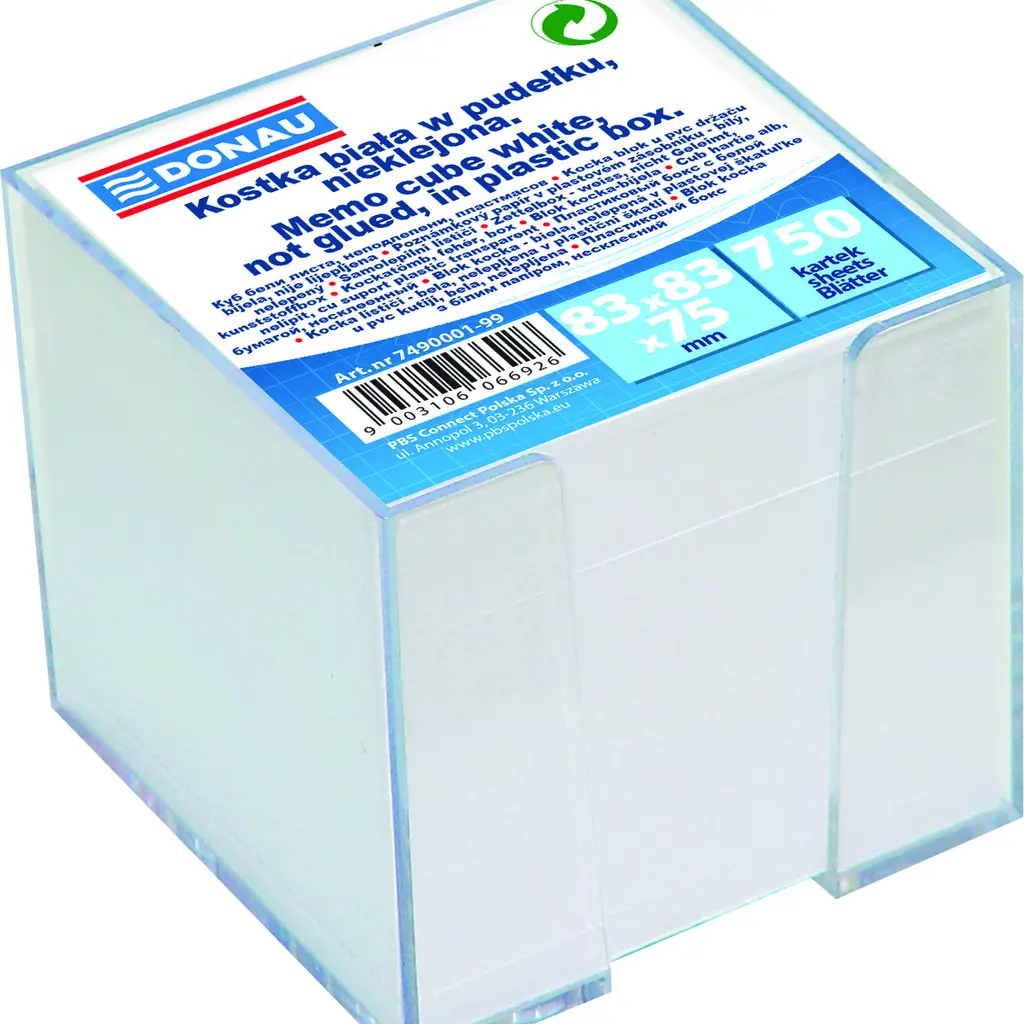 Kocka PVC s papirjem  92x92x92mm Donau 7490001-99 bel papir-0