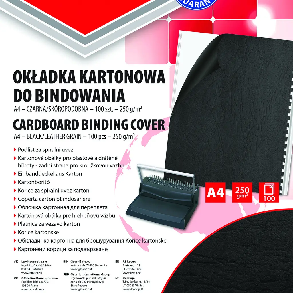 Platnice za spiralno vezavo reliefni karton A4 250gr 100/1 črne-0