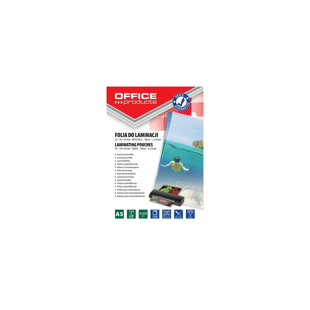 Žepki za plastificiranje A5  125mic 100/1 sijaj Office products-1