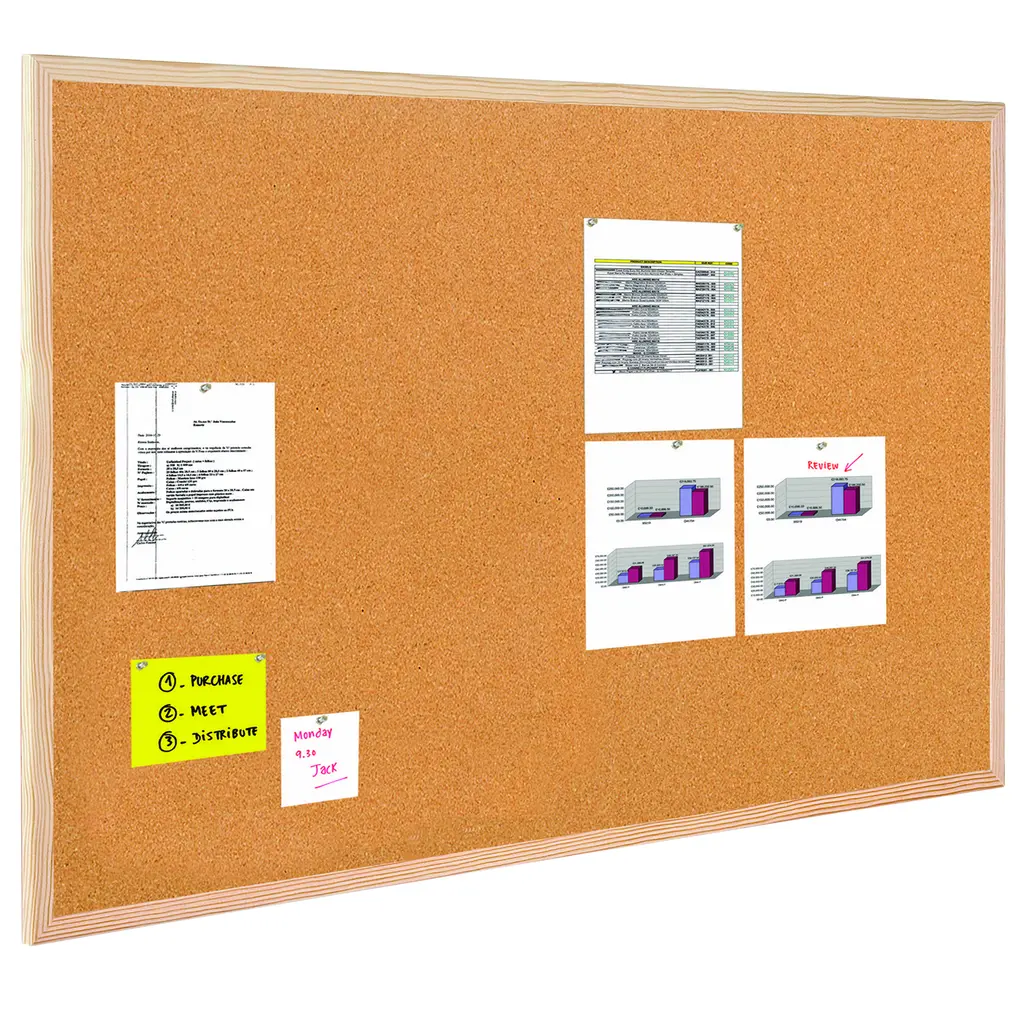 Tabla iz plute stenska 90x60cm Bi-Office natur leseni okvir-0