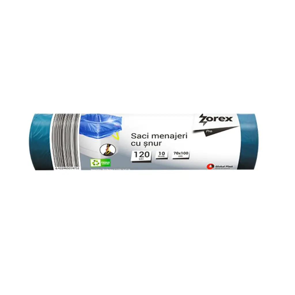 Vrečke za smeti 120L 70x100cm 10/1 LDPE modre s trakom-0