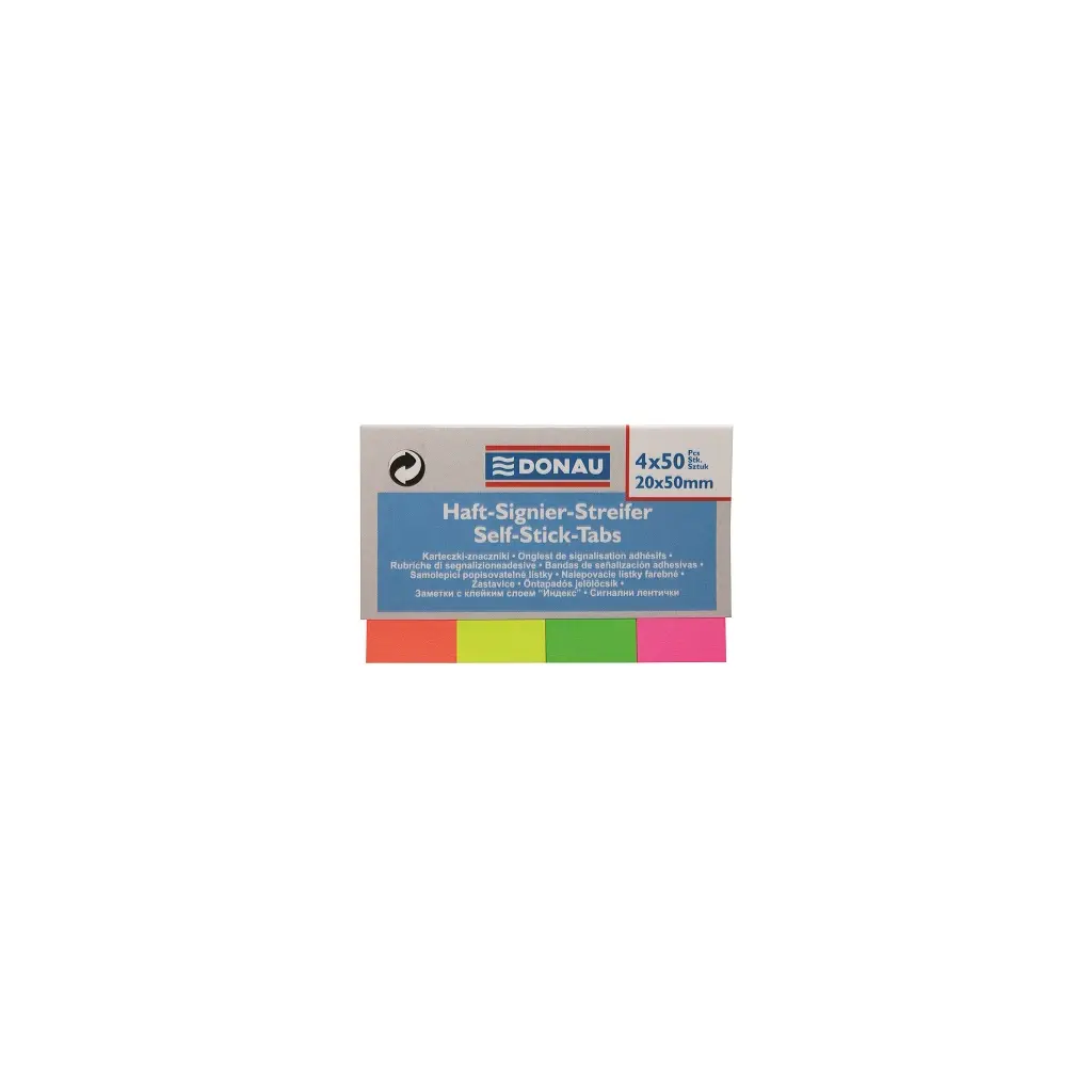 Zastavica 50x20mm 4x50 listov papirnati Donau 4 barve-1
