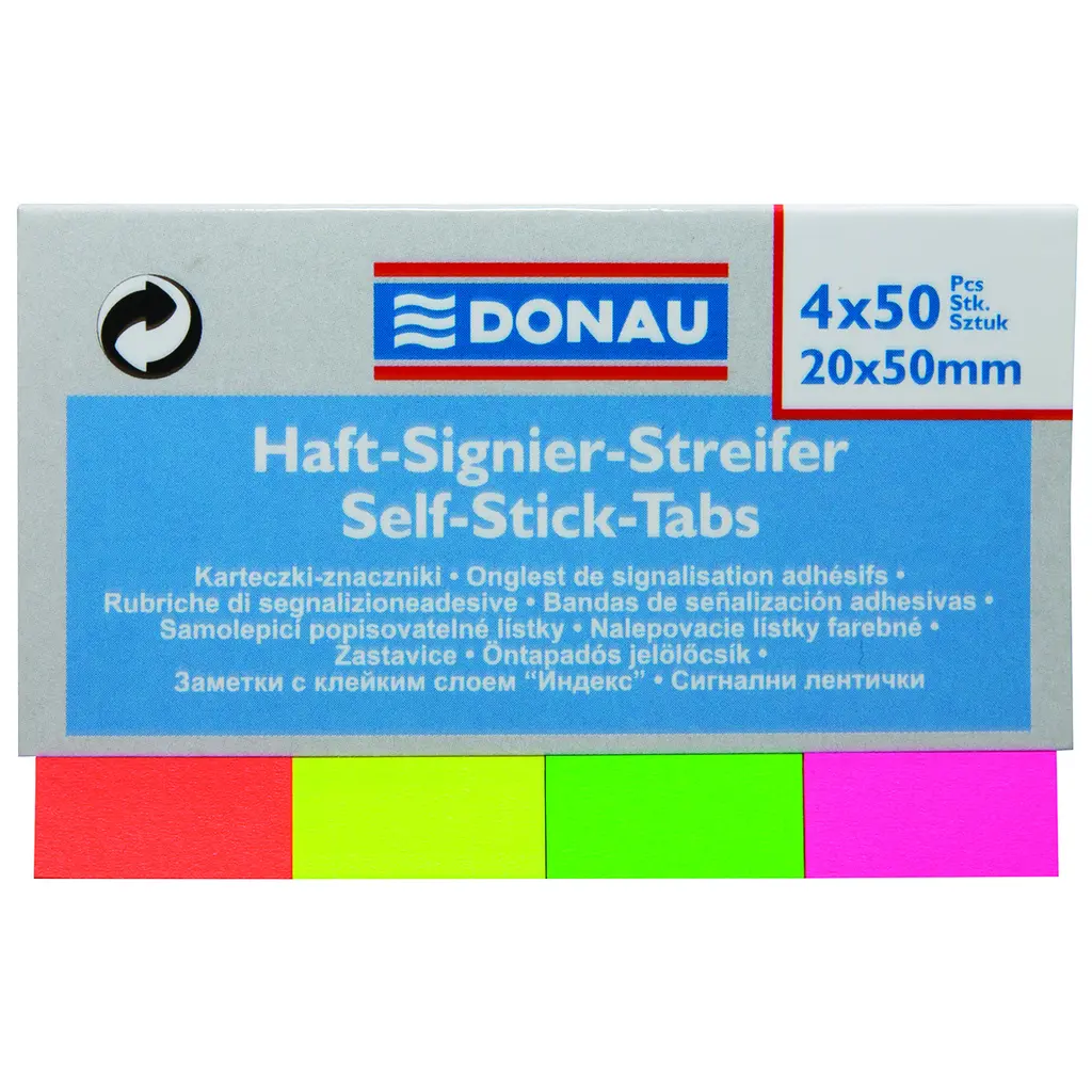 Zastavica 50x20mm 4x50 listov papirnati Donau 4 barve-0