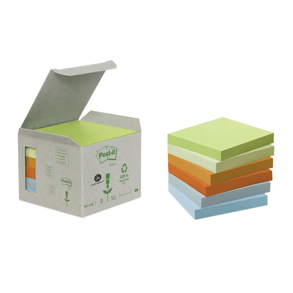 Lističi samolepilni 76x76mm  6x100 listov Eko 3M Post-it 654 Rainbow-0