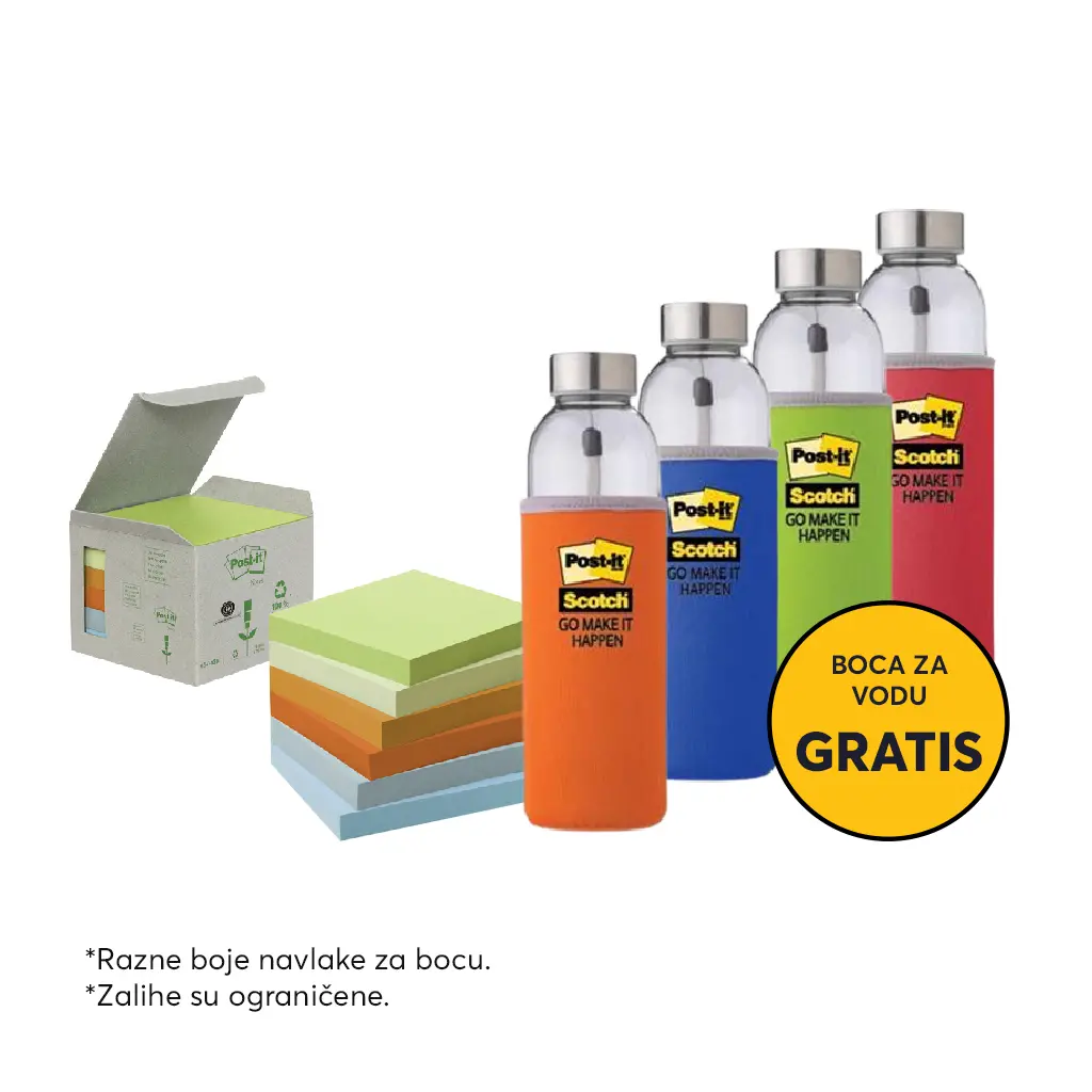 Lističi samolepilni 76x76mm  6x100 listov Eko 3M Post-it 654 Rainbow-2