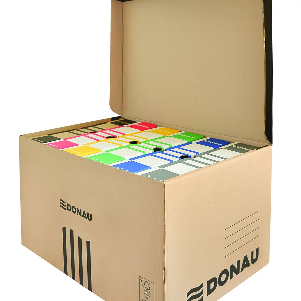Škatla kartonska arhivska s pokrovom in ročajem 540x360x253mm za 6 registratorjev-0