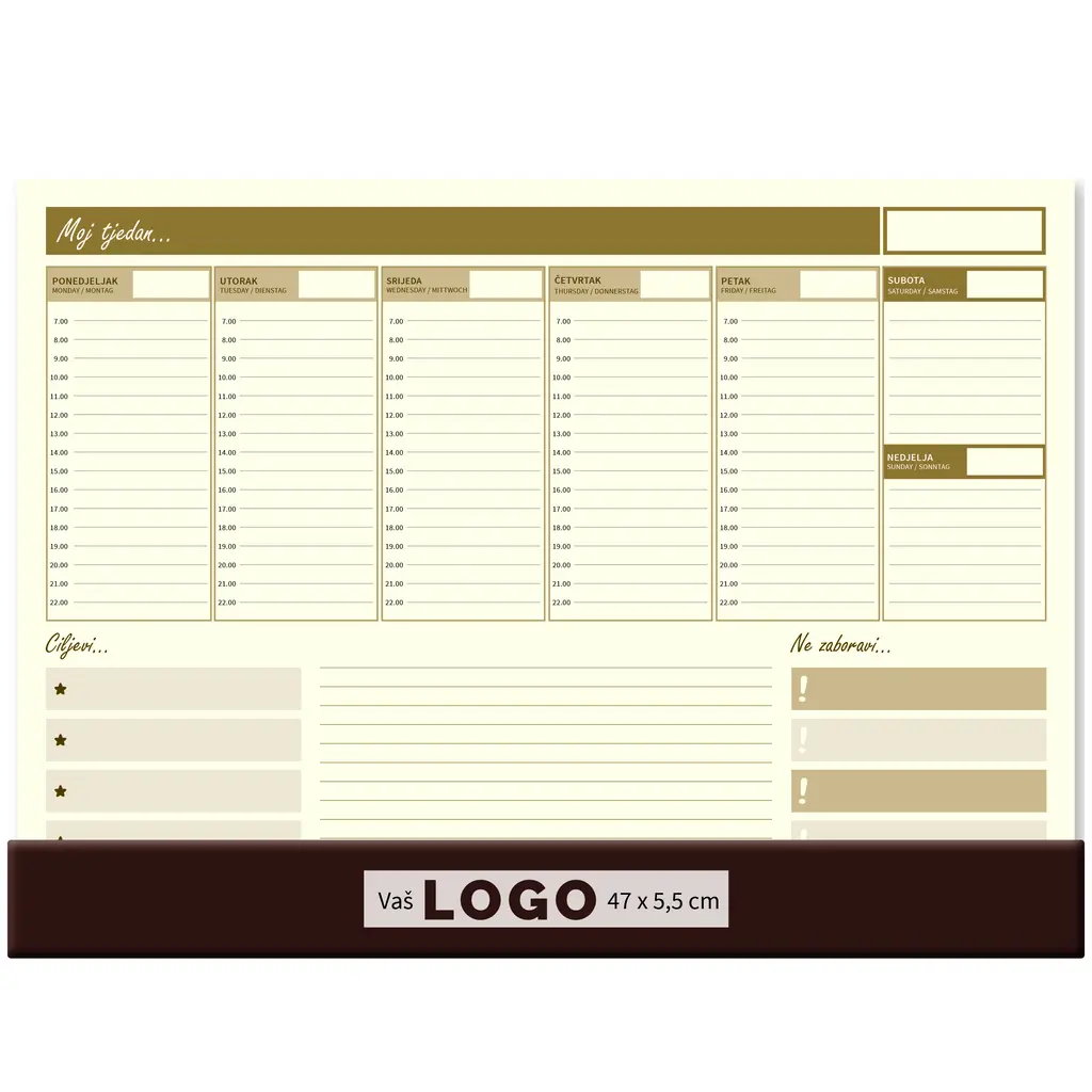 Mapa stolna  tjedna s klapom 47x34cm šamoa 2024-2