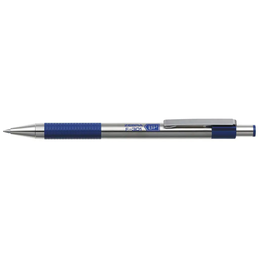 Kemični svinčnik  Zebra F301 0,7 moder izpis-0