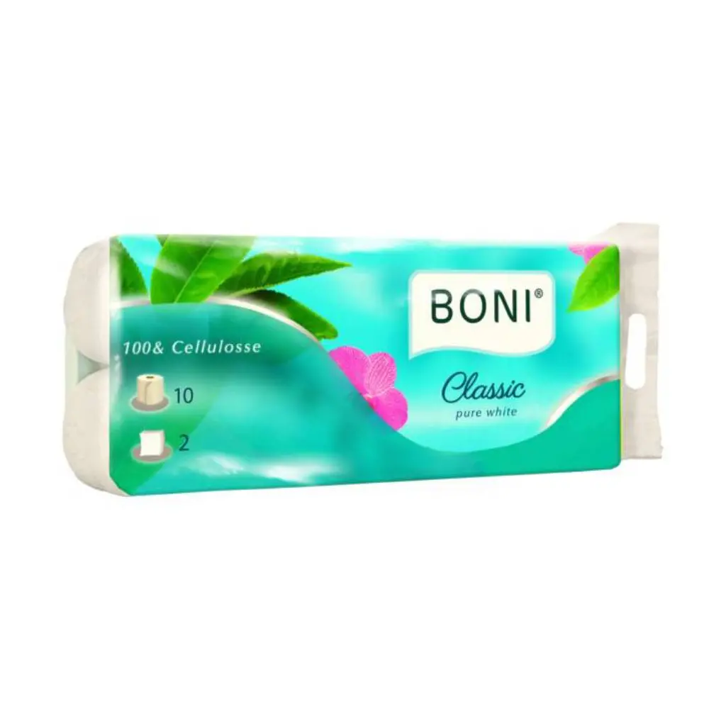 Papir toaletni v roli 2-slojni 10/1 bel Boni Classic-1