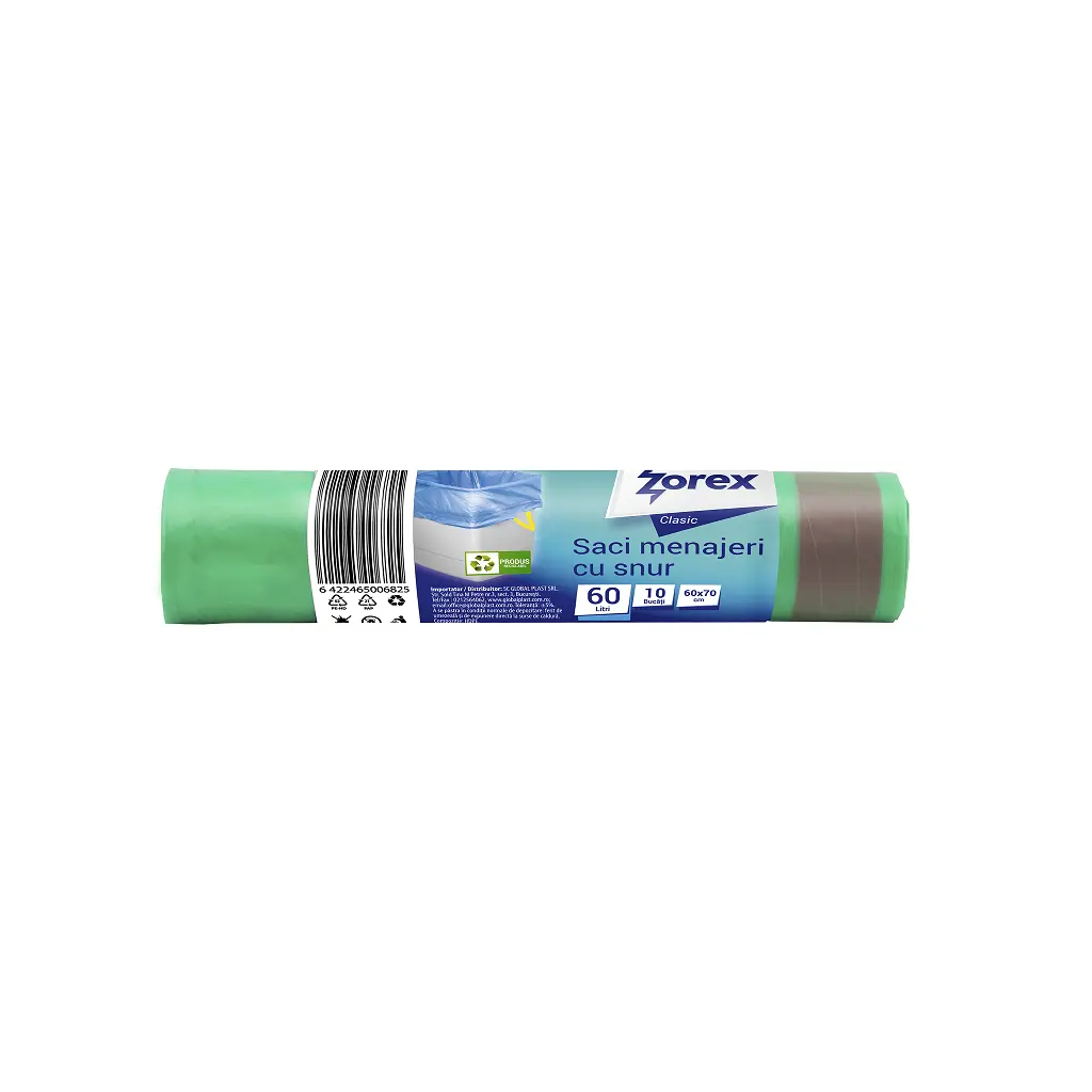 Vrečke za smeti  60L 60x70cm 10/1 HDPE zelene z vezico Zorex Clasic-0