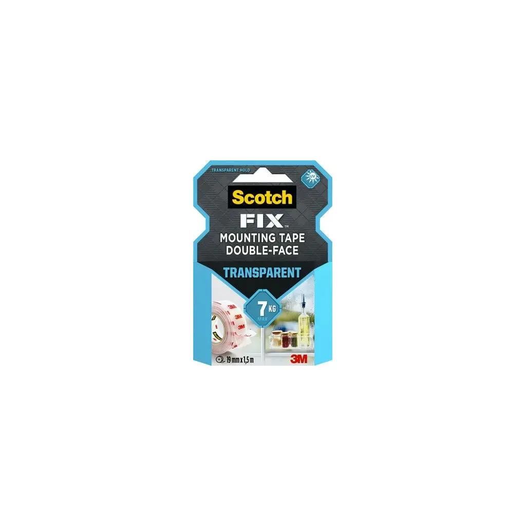 Lepilni trak Scotch 3M Transparent Mounting 19mm x 1,5m-0