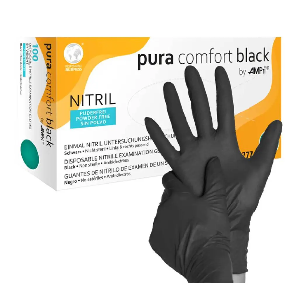 Rokavice nitrilne L 100/1 črne Pura Comfort-0
