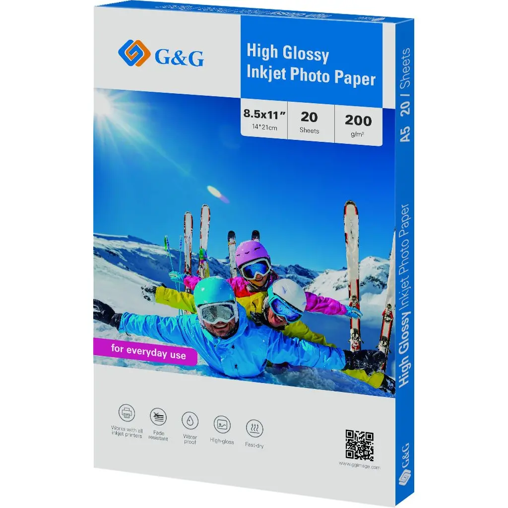 Papir Photo  GG Letter 216*279mm 200g/m2 Premium Photo Glossy Paper 20 list.-0