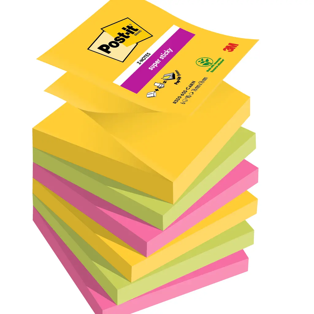 Lističi samolepilni 76X76mm 6x90 "Z" lističev Post-it 3M R330-6SS Super Stick Carnival-0