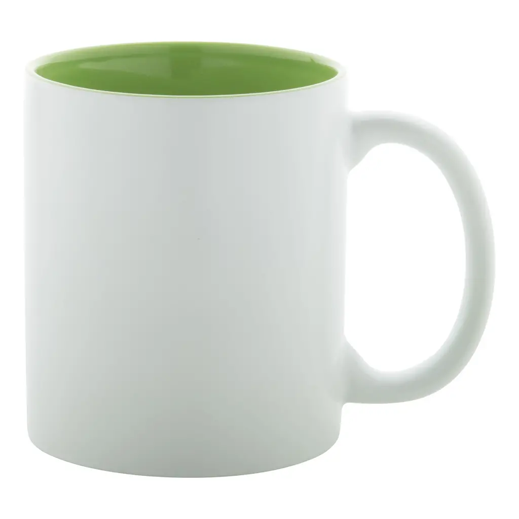 Šalica keramička 350ml Ravery bijela izvana, zelena iznutra-0
