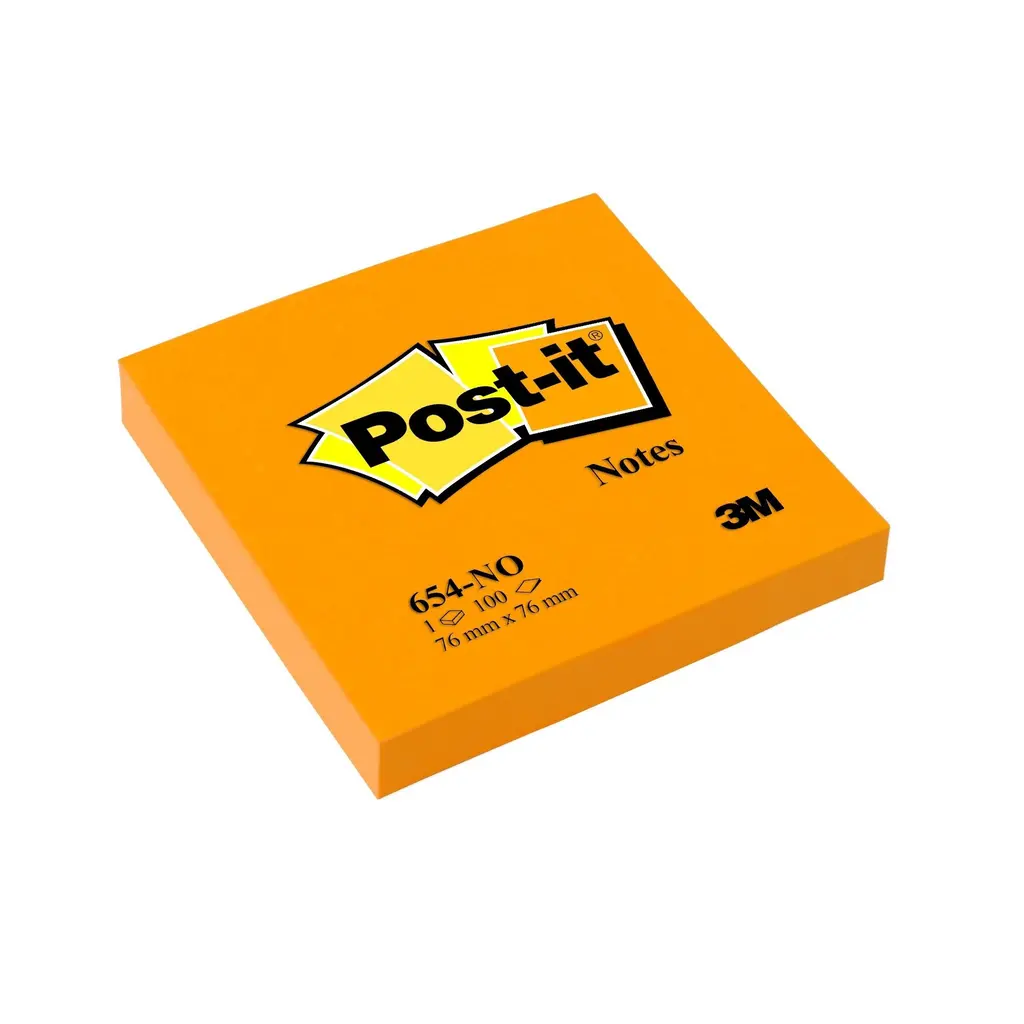 Lističi samolepilni 76x76mm 100 listov Post-it 3M 654NG neon orange-0