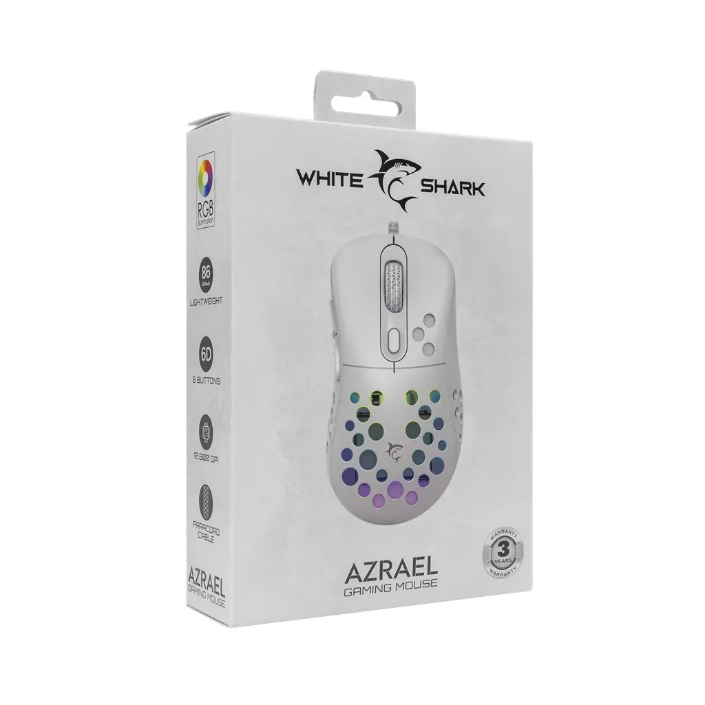 Miška WHITE SHARK GM-5013 AZRAEL RGB 12.800 DPI - bela-3