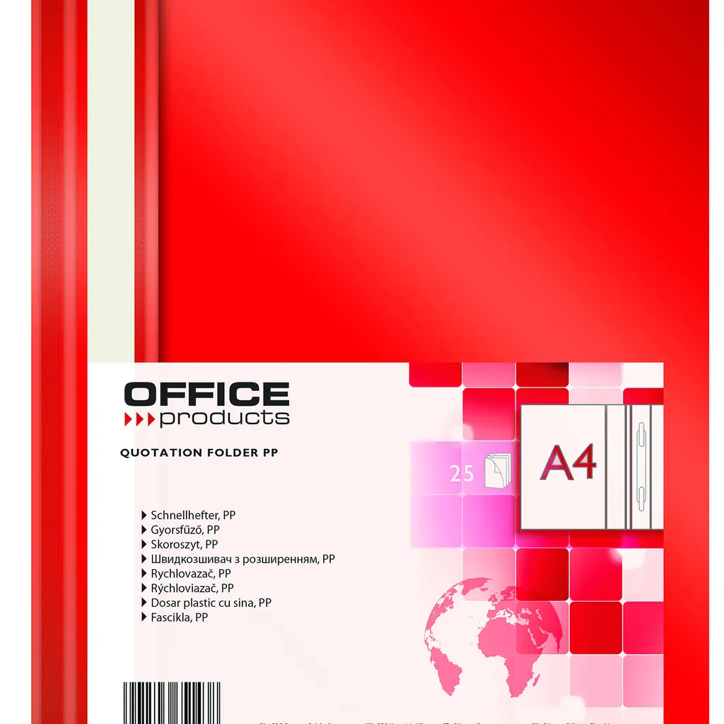 Mapa s plastično sponko A4 Office products 25/1 rdeča-0