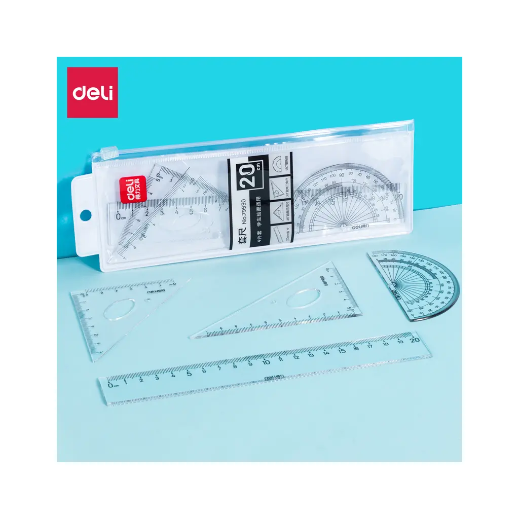 Geometrijski set Deli 4-delni, ravnilo 20cm-0